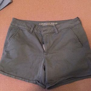 Army Green American Eagle Midi Shorts